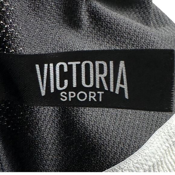 Victoria Secret Sports Bra Black with padding and  Silver Straps and band - Picture 6 of 8